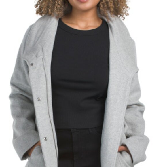 COLE HAAN Light Grey Wool Blend Maxi Wrap Coat - Picture 3 of 3